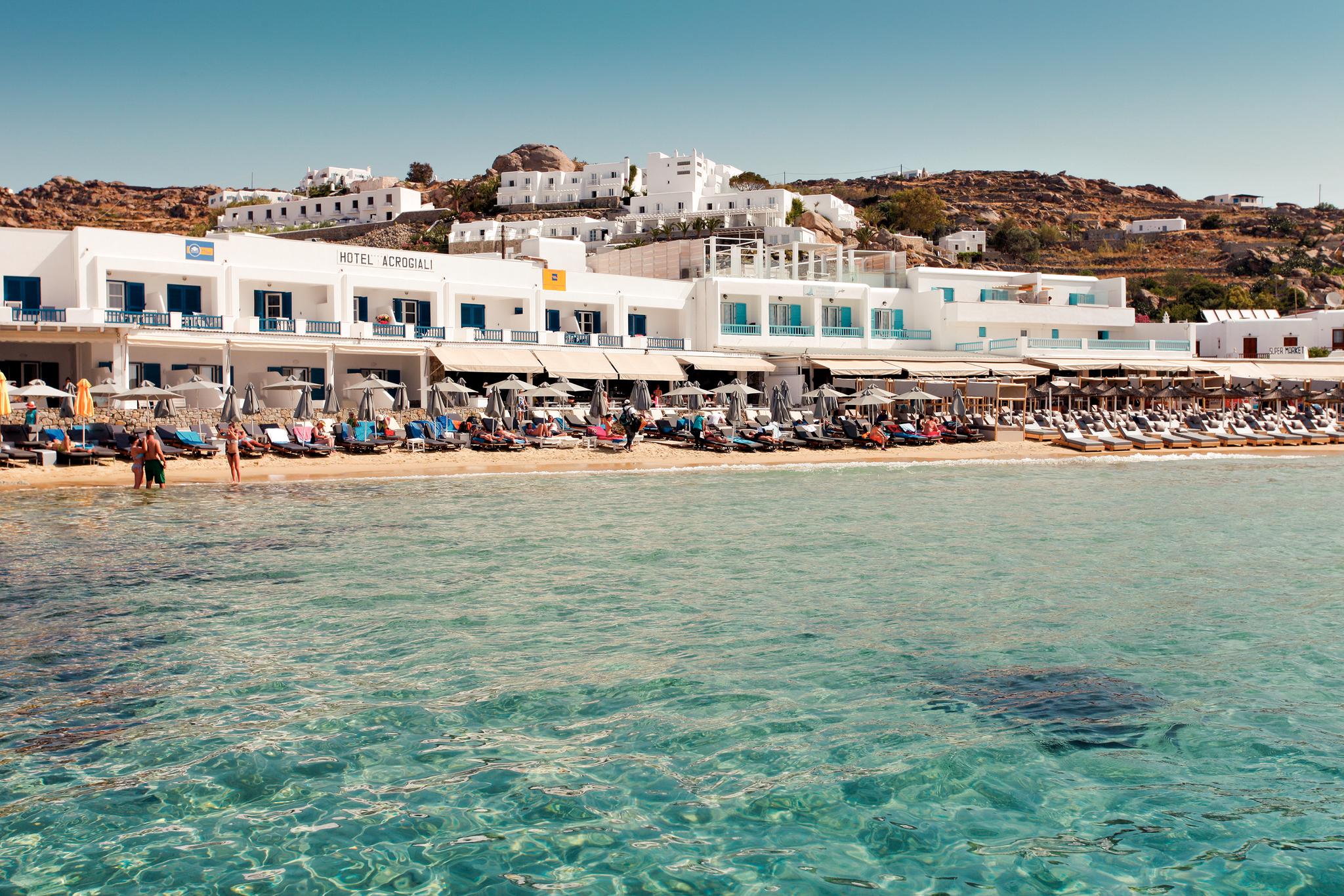 Acrogiali Beachfront Hotel Mykonos Platys Gialos  Exteriör bild